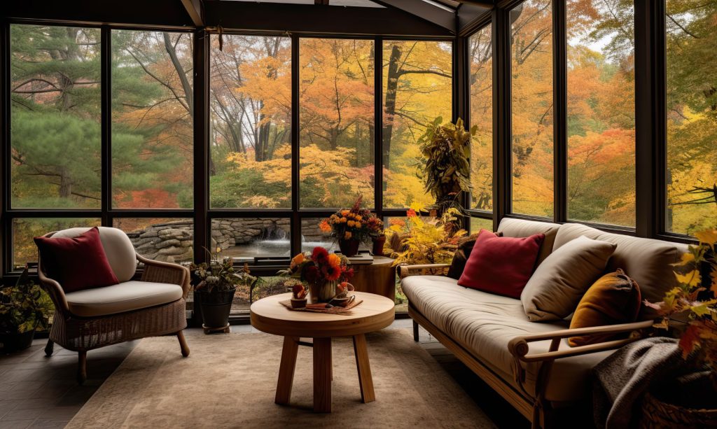 Screened Porch With Modern Furniture